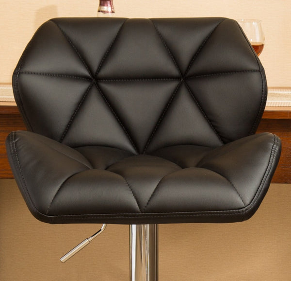 English Elm Glasgow Diamond Tufted Pu Leather Swivel Barstools with Chrome Base Set of 2 Black T2574P164864