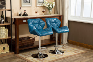English Elm Glasgow Diamond Tufted Pu Leather Swivel Barstools with Chrome Base Set of 2 Blue T2574P164865