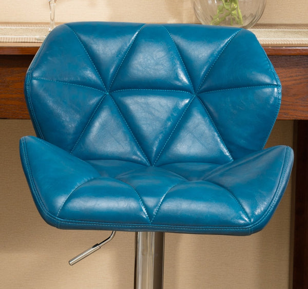 English Elm Glasgow Diamond Tufted Pu Leather Swivel Barstools with Chrome Base Set of 2 Blue T2574P164865
