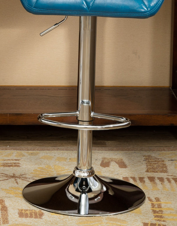 English Elm Glasgow Diamond Tufted Pu Leather Swivel Barstools with Chrome Base Set of 2 Blue T2574P164865