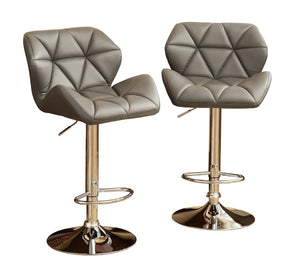 English Elm Glasgow Diamond Tufted Pu Leather Swivel Barstools with Chrome Base Set of 2 Gray T2574P164866