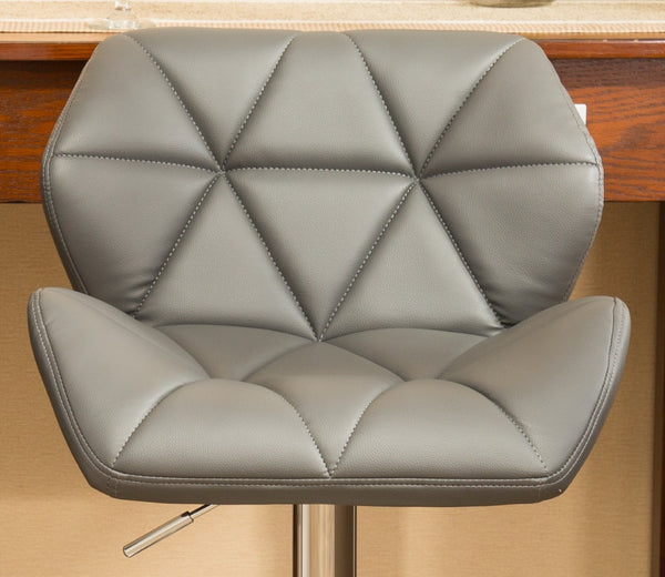 English Elm Glasgow Diamond Tufted Pu Leather Swivel Barstools with Chrome Base Set of 2 Gray T2574P164866