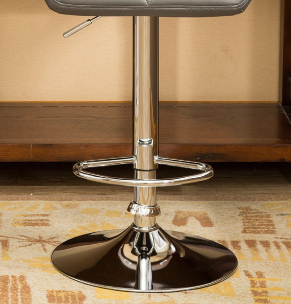 English Elm Glasgow Diamond Tufted Pu Leather Swivel Barstools with Chrome Base Set of 2 Gray T2574P164866