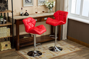 English Elm Glasgow Diamond Tufted Pu Leather Swivel Barstools with Chrome Base Set of 2 Red T2574P164867