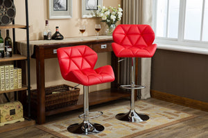 English Elm Glasgow Diamond Tufted Pu Leather Swivel Barstools with Chrome Base Set of 2 Red T2574P164867