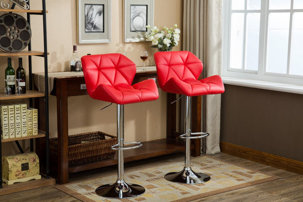 English Elm Glasgow Diamond Tufted Pu Leather Swivel Barstools with Chrome Base Set of 2 Red T2574P164867
