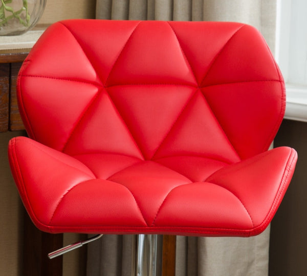 English Elm Glasgow Diamond Tufted Pu Leather Swivel Barstools with Chrome Base Set of 2 Red T2574P164867