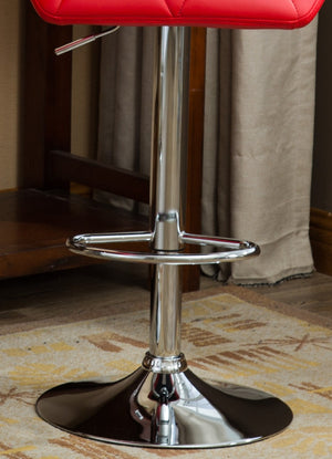 English Elm Glasgow Diamond Tufted Pu Leather Swivel Barstools with Chrome Base Set of 2 Red T2574P164867