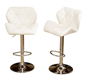 English Elm Glasgow Diamond Tufted Pu Leather Swivel Barstools with Chrome Base Set of 2 White T2574P164868