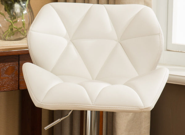 English Elm Glasgow Diamond Tufted Pu Leather Swivel Barstools with Chrome Base Set of 2 White T2574P164868