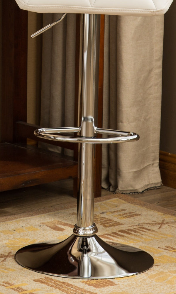 English Elm Glasgow Diamond Tufted Pu Leather Swivel Barstools with Chrome Base Set of 2 White T2574P164868