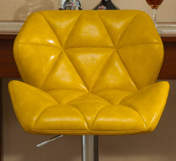English Elm Glasgow Diamond Tufted Pu Leather Swivel Barstools with Chrome Base Set of 2 Yellow T2574P164869