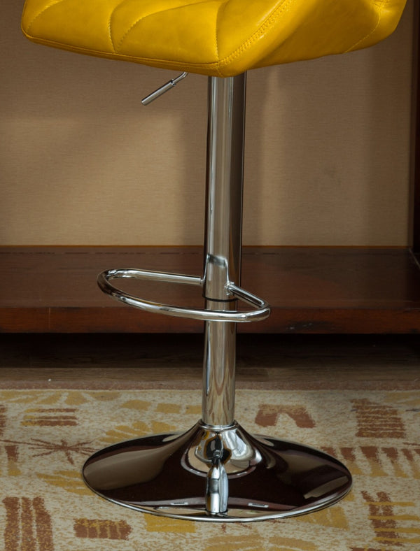 English Elm Glasgow Diamond Tufted Pu Leather Swivel Barstools with Chrome Base Set of 2 Yellow T2574P164869