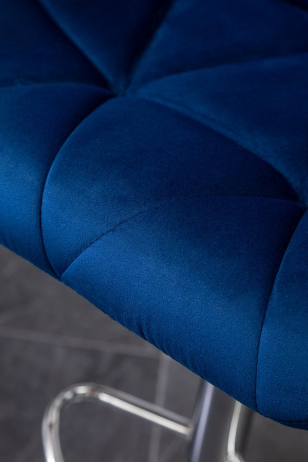 English Elm Breni Velvet Tufted Swivel Barstool Set with Chrome Base for Kitchen or Home Bar Blue T2574P164870