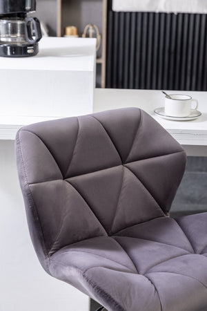 English Elm Breni Velvet Tufted Swivel Barstool Set with Chrome Base for Kitchen or Home Bar Gray T2574P164871