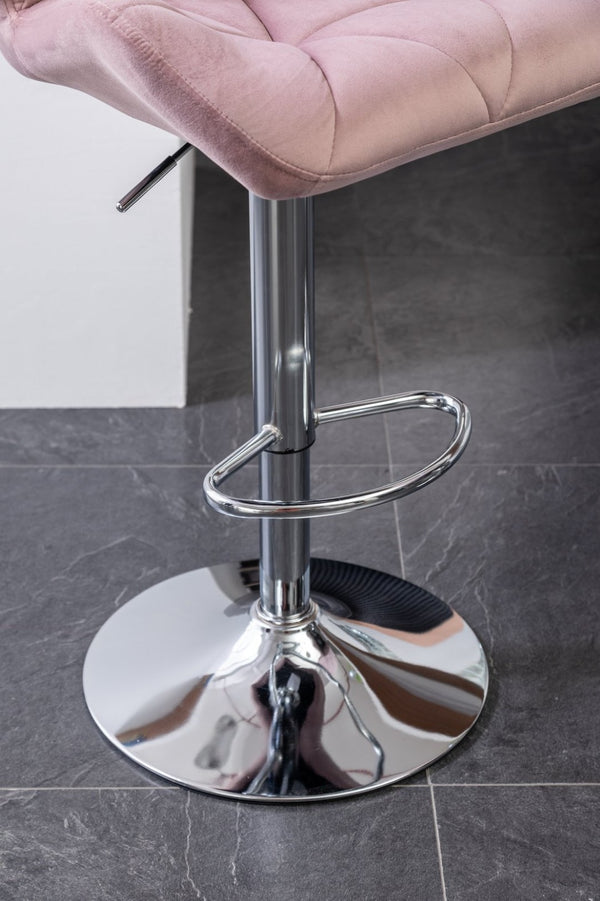 English Elm Breni Velvet Tufted Swivel Barstool Set with Chrome Base for Kitchen or Home Bar T2574P164872