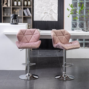 English Elm Breni Velvet Tufted Swivel Barstool Set with Chrome Base for Kitchen or Home Bar T2574P164872