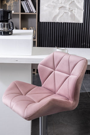 English Elm Breni Velvet Tufted Swivel Barstool Set with Chrome Base for Kitchen or Home Bar T2574P164872