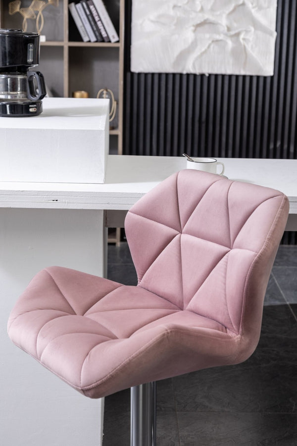 English Elm Breni Velvet Tufted Swivel Barstool Set with Chrome Base for Kitchen or Home Bar T2574P164872