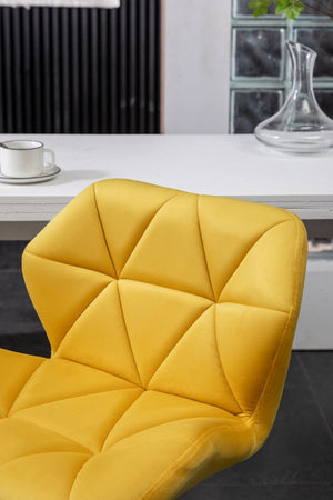 English Elm Breni Velvet Tufted Swivel Barstool Set with Chrome Base for Kitchen or Home Bar Yellow T2574P164873