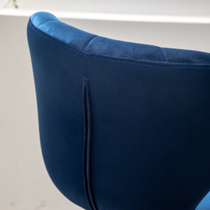 English Elm Ellston Velvet Swivel Barstools with Channel Stitching and Chrome Base Set of 2 Blue T2574P164874