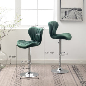 English Elm Ellston Velvet Swivel Barstools with Channel Stitching and Chrome Base Set of 2 Blue T2574P164874