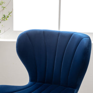 English Elm Ellston Velvet Swivel Barstools with Channel Stitching and Chrome Base Set of 2 Blue T2574P164874