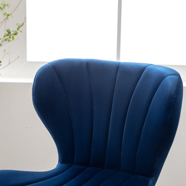 English Elm Ellston Velvet Swivel Barstools with Channel Stitching and Chrome Base Set of 2 Blue T2574P164874