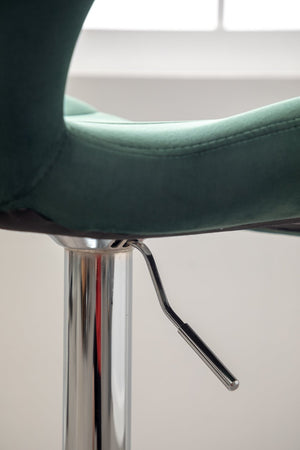 English Elm Ellston Velvet Swivel Barstools with Channel Stitching and Chrome Base Set of 2 Green T2574P164875