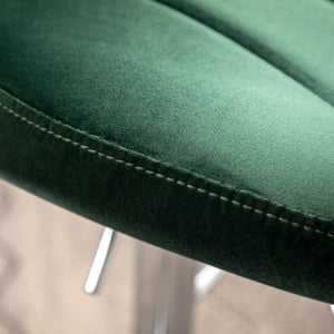 English Elm Ellston Velvet Swivel Barstools with Channel Stitching and Chrome Base Set of 2 Green T2574P164875