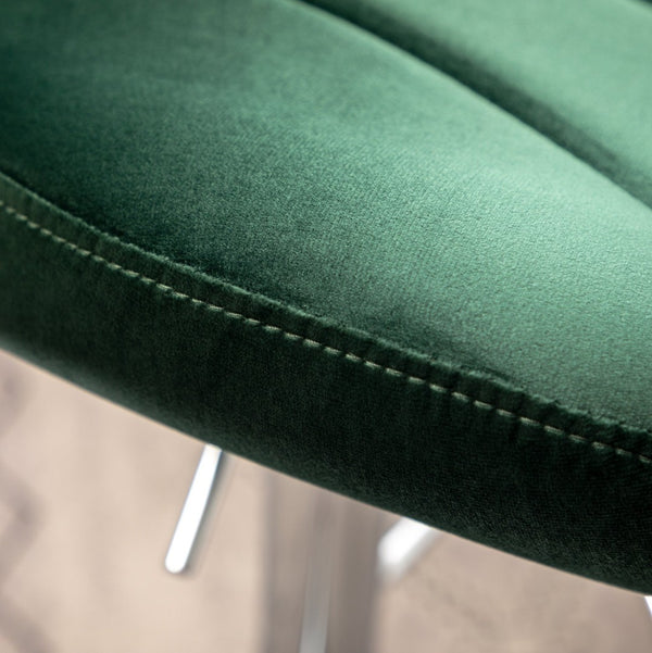 English Elm Ellston Velvet Swivel Barstools with Channel Stitching and Chrome Base Set of 2 Green T2574P164875