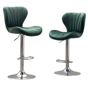 English Elm Ellston Velvet Swivel Barstools with Channel Stitching and Chrome Base Set of 2 Green T2574P164875