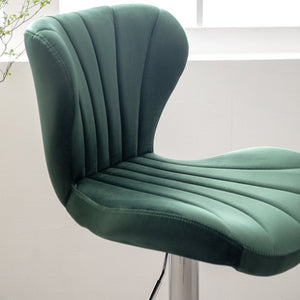 English Elm Ellston Velvet Swivel Barstools with Channel Stitching and Chrome Base Set of 2 Green T2574P164875