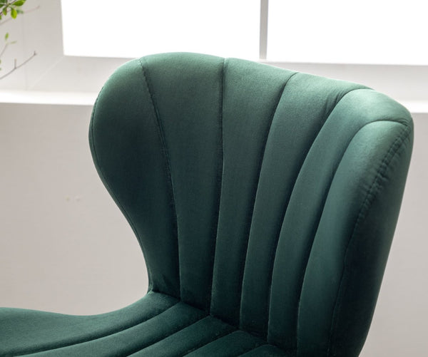 English Elm Ellston Velvet Swivel Barstools with Channel Stitching and Chrome Base Set of 2 Green T2574P164875