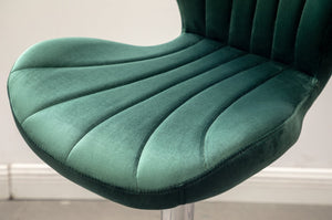 English Elm Ellston Velvet Swivel Barstools with Channel Stitching and Chrome Base Set of 2 Green T2574P164875