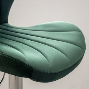English Elm Ellston Velvet Swivel Barstools with Channel Stitching and Chrome Base Set of 2 Green T2574P164875