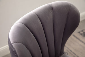 English Elm Ellston Velvet Swivel Barstools with Channel Stitching and Chrome Base Set of 2 Gray T2574P165084