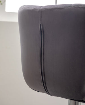 English Elm Ellston Velvet Swivel Barstools with Channel Stitching and Chrome Base Set of 2 Gray T2574P165084