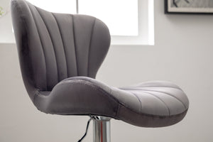 English Elm Ellston Velvet Swivel Barstools with Channel Stitching and Chrome Base Set of 2 Gray T2574P165084