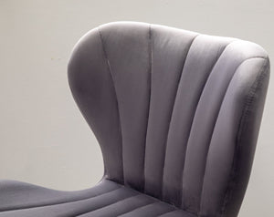 English Elm Ellston Velvet Swivel Barstools with Channel Stitching and Chrome Base Set of 2 Gray T2574P165084