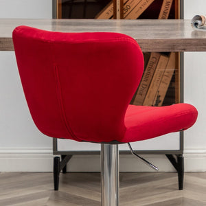 English Elm Ellston Velvet Swivel Barstools with Channel Stitching and Chrome Base Set of 2 Red T2574P165086