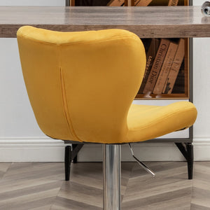 English Elm Ellston Velvet Swivel Barstools with Channel Stitching and Chrome Base Set of 2 Yellow T2574P165087