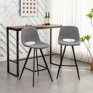 English Elm Porth Upholstered Counter Stools Set of 2 Foam Padded Polyester Seats for Kitchen Islands Gray T2574P165088