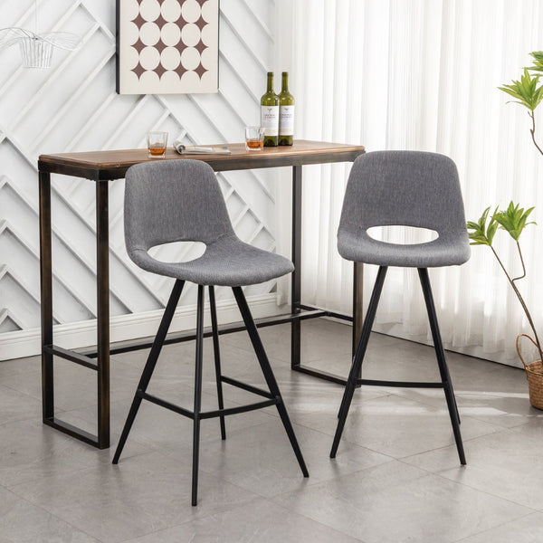 English Elm Porth Upholstered Counter Stools Set of 2 Foam Padded Polyester Seats for Kitchen Islands Gray T2574P165088