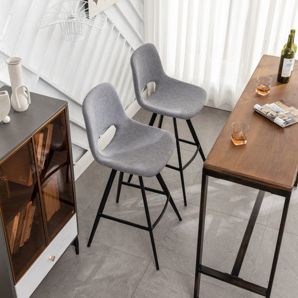 English Elm Porth Upholstered Counter Stools Set of 2 Foam Padded Polyester Seats for Kitchen Islands Gray T2574P165088
