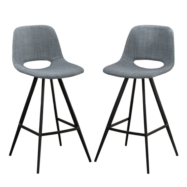 English Elm Porth Upholstered Counter Stools Set of 2 Foam Padded Polyester Seats for Kitchen Islands Gray T2574P165088