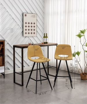 English Elm Porth Upholstered Counter Stools Set of 2 Foam Padded Polyester Seats for Kitchen Islands Gray T2574P165088