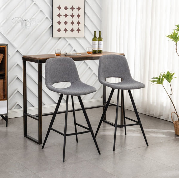English Elm Porth Upholstered Counter Stools Set of 2 Foam Padded Polyester Seats for Kitchen Islands Gray T2574P165088