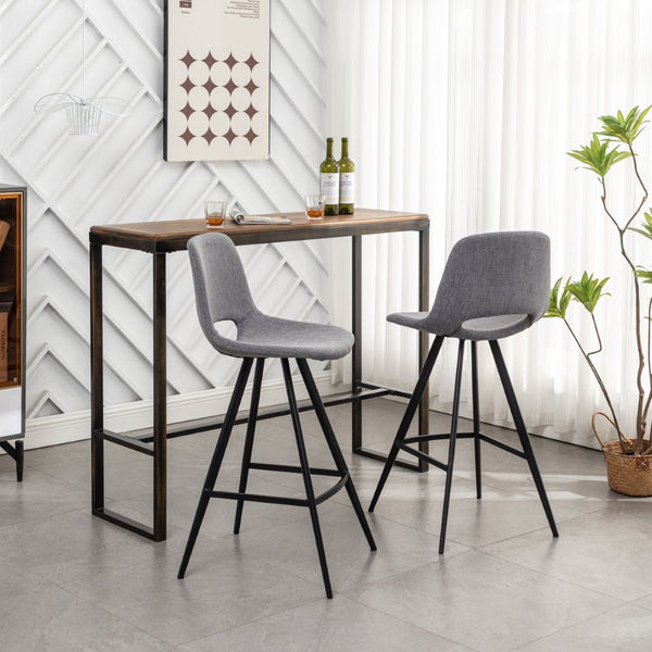 English Elm Porth Upholstered Counter Stools Set of 2 Foam Padded Polyester Seats for Kitchen Islands Gray T2574P165088