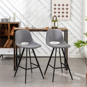 English Elm Porth Upholstered Counter Stools Set of 2 Foam Padded Polyester Seats for Kitchen Islands Gray T2574P165088